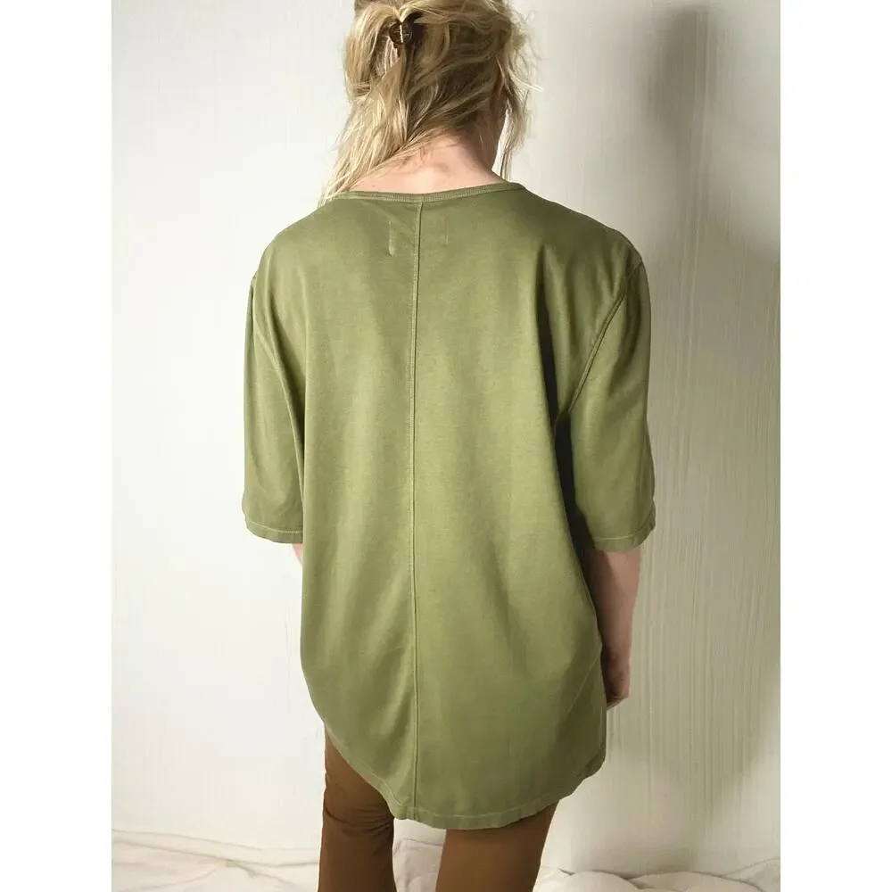 FOLK Moss Green Cotton Linen T Shirt US 5/XL - Picture 8 of 13